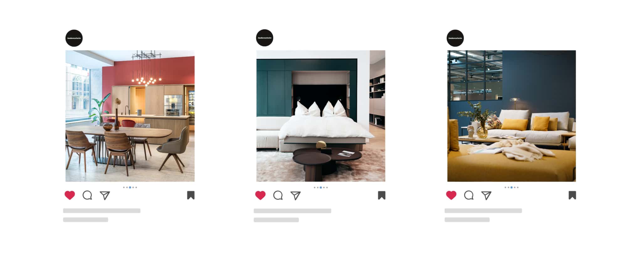 Moderne Einrichtungsideen: Essbereich, Schlafzimmer und Wohnzimmer im minimalistischen Stil